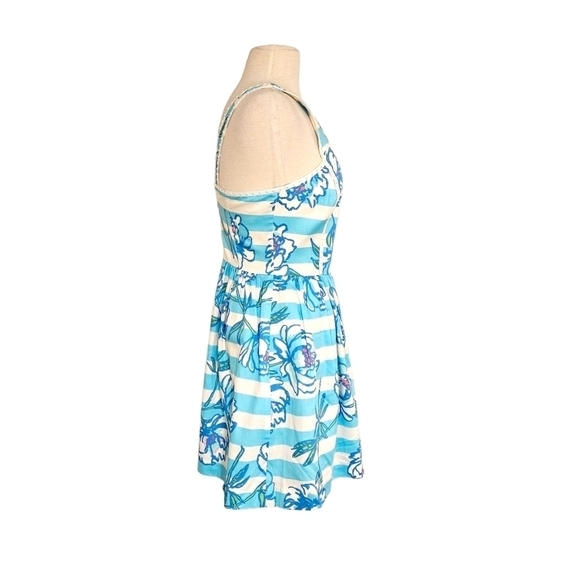 Lilly Pulitzer Shorely Blue Striped Sandrine Fit & Flare Pearl Lined Dress - Picture 4 of 8